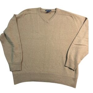 Daniel Cremieux Mens XL 100% Cashmere V Neck Sweater Camel Signature Collection